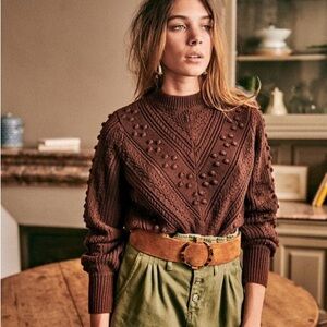 Sezane ✨ Solal Jumper Wool Blend Women's Sweater in Brown Size Small